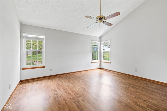 4609 Framington Ct, Indianapolis, IN 46254 - spare room featuring plenty of natural light, wood finished floors, a textured ceiling, ceiling fan, and high vaulted ceiling