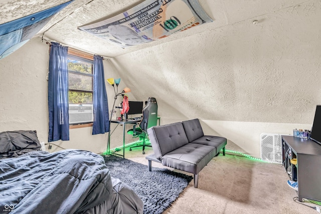 850 Duane St, Franklin, IN 46131 - bedroom featuring a textured wall, lofted ceiling, and a textured ceiling