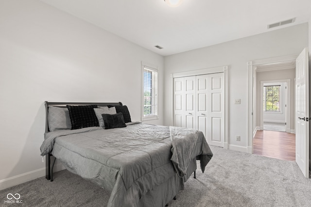4465 W Woodbridge Ln, New Palestine, IN 46163 - bedroom featuring carpet floors and a closet