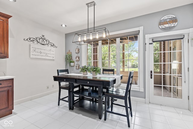 4465 W Woodbridge Ln, New Palestine, IN 46163 - dining space with recessed lighting and a chandelier