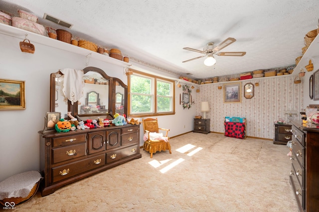 5081 N 500 W, Fairland, IN 46126 - carpeted bedroom featuring a textured ceiling and ceiling fan