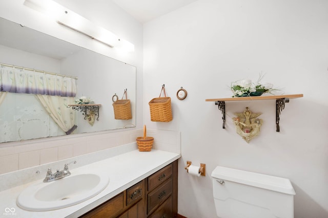 5081 N 500 W, Fairland, IN 46126 - full bathroom featuring vanity, tasteful backsplash, and a shower with shower curtain