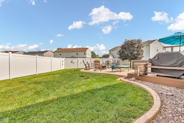 7047 Lancaster Ln, Avon, IN 46123 - fenced backyard featuring a patio and a residential view