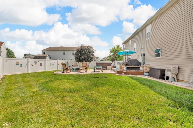 7047 Lancaster Ln, Avon, IN 46123 - fenced backyard featuring a patio and a hot tub