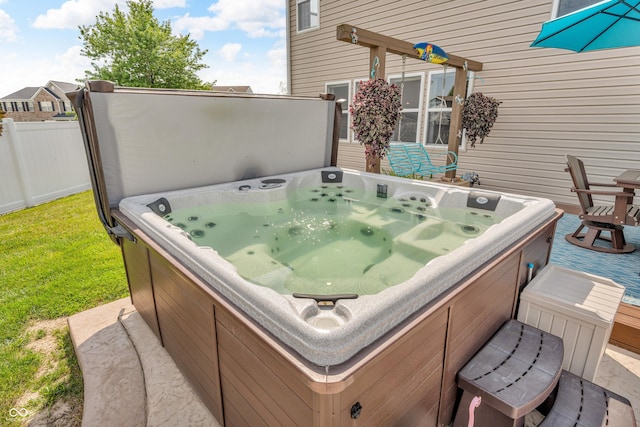 7047 Lancaster Ln, Avon, IN 46123 - view of patio / terrace featuring a hot tub
