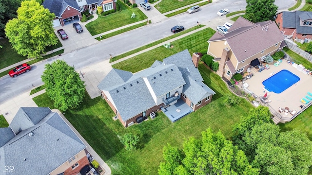 369 Rodeo Dr, Indianapolis, IN 46217 - aerial perspective of suburban area featuring a pool