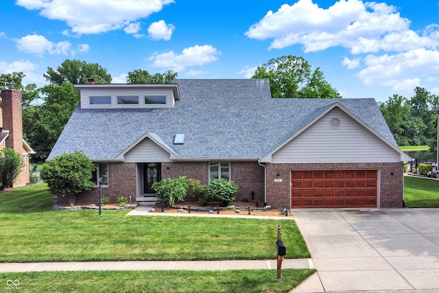 369 Rodeo Dr, Indianapolis, IN 46217 - view of front of property featuring an attached garage, a shingled roof, a front lawn, and driveway