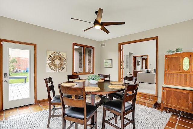 369 Rodeo Dr, Indianapolis, IN 46217 - dining room with light tile patterned floors and ceiling fan
