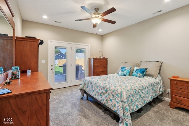 1209 E Wabash St, Frankfort, IN 46041 - bedroom featuring carpet, access to exterior, recessed lighting, and a ceiling fan