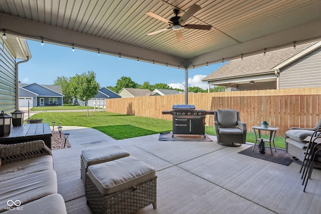 1209 E Wabash St, Frankfort, IN 46041 - view of patio / terrace featuring a ceiling fan and area for grilling