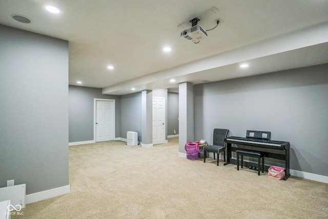 14156 Avalon E Dr, Fishers, IN 46037 - sitting room with light carpet and recessed lighting