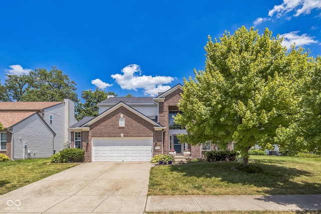 14156 Avalon E Dr, Fishers, IN 46037 - traditional-style house featuring brick siding, an attached garage, a front yard, and concrete driveway