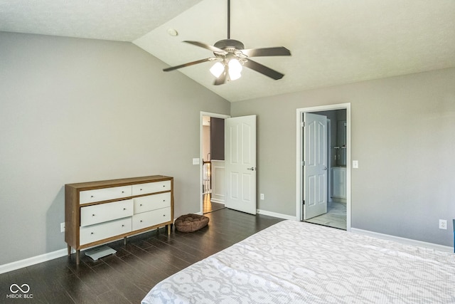 14156 Avalon E Dr, Fishers, IN 46037 - bedroom with wood finished floors, vaulted ceiling, and ceiling fan