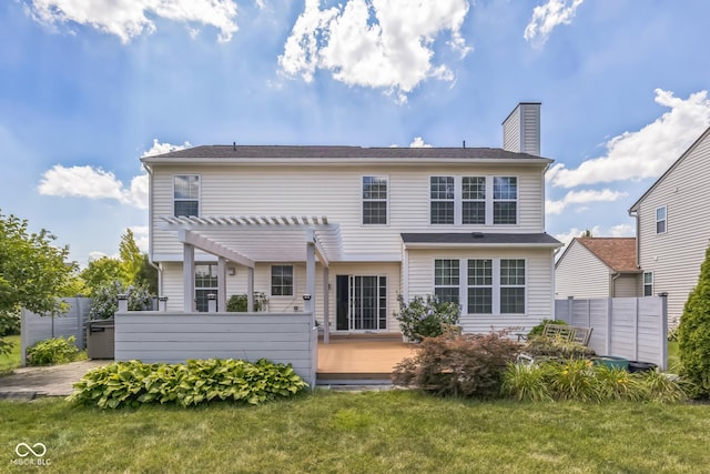 14156 Avalon E Dr, Fishers, IN 46037 - rear view of house featuring a pergola and a chimney