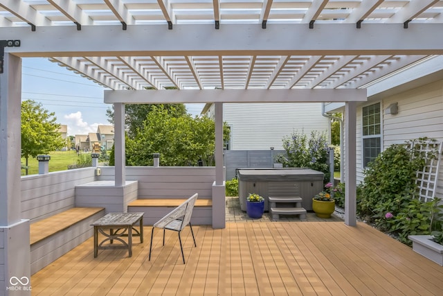14156 Avalon E Dr, Fishers, IN 46037 - wooden deck featuring a hot tub and a pergola