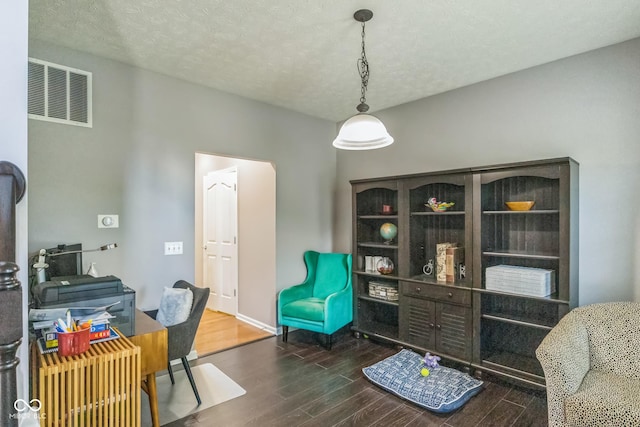 14156 Avalon E Dr, Fishers, IN 46037 - office area featuring wood finished floors and a textured ceiling