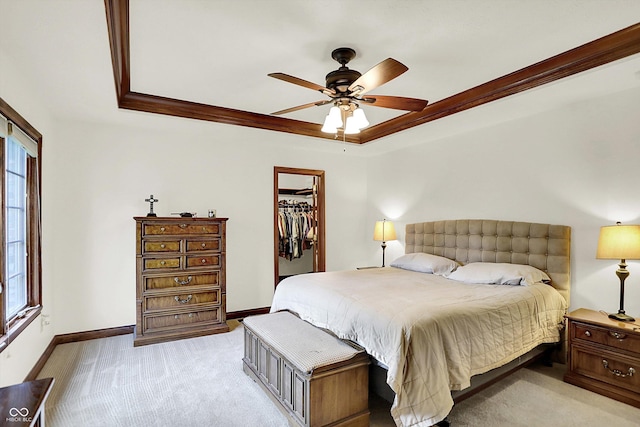 1456 Bent Tree Pl, Greenwood, IN 46143 - bedroom featuring ornamental molding, a raised ceiling, light colored carpet, multiple windows, and a closet