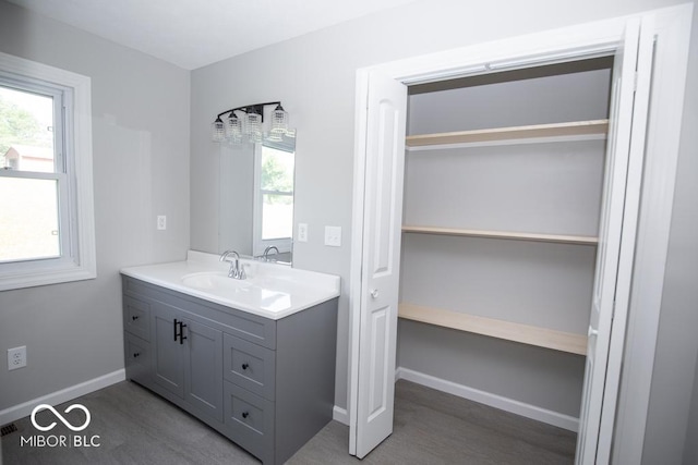 1855 E Deb Dr, North Vernon, IN 47265 - bathroom featuring vanity and wood finished floors