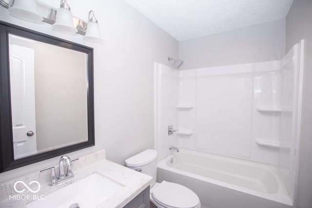1855 E Deb Dr, North Vernon, IN 47265 - full bath with vanity, bathtub / shower combination, and a textured ceiling