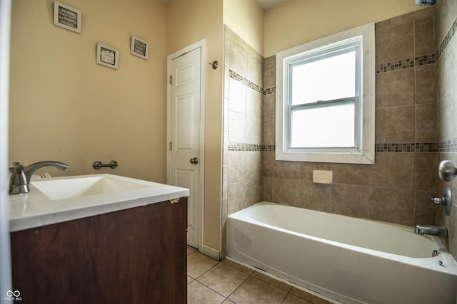 611 N Bradley Ave, Indianapolis, IN 46201 - full bathroom with tile patterned flooring, vanity, and shower / tub combination