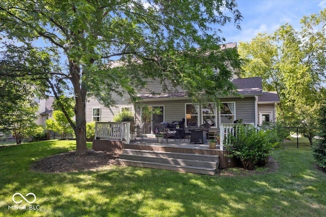 8827 Lindsey Ct, Fishers, IN 46038 - back of property featuring a wooden deck