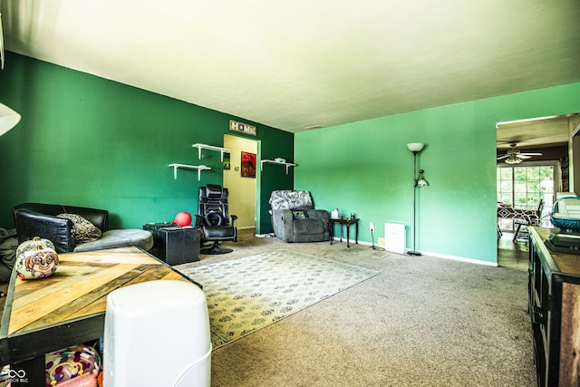 4318 Mesa Ct, Indianapolis, IN 46241 - carpeted living room with a ceiling fan and baseboards