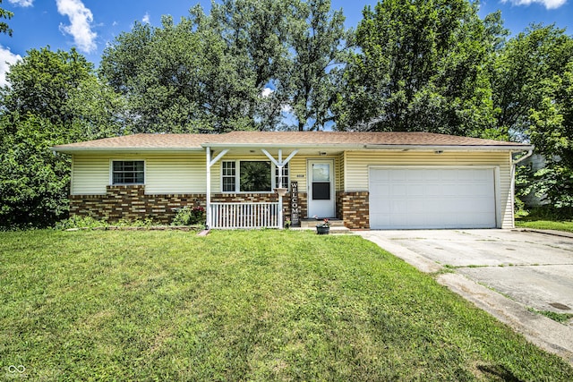 4318 Mesa Ct, Indianapolis, IN 46241 - single story home with brick siding, a porch, concrete driveway, an attached garage, and a front yard