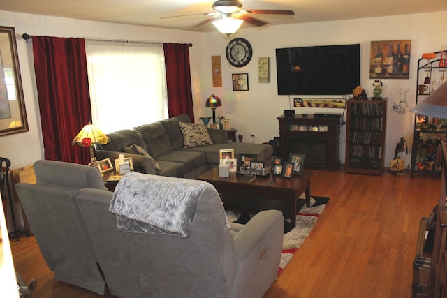 705 Terrace Ln, Greencastle, IN 46135 - living area with ceiling fan and wood finished floors