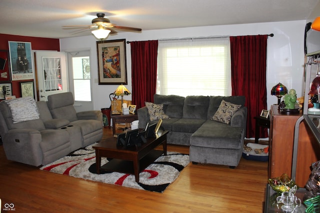 705 Terrace Ln, Greencastle, IN 46135 - living area with a ceiling fan and wood finished floors