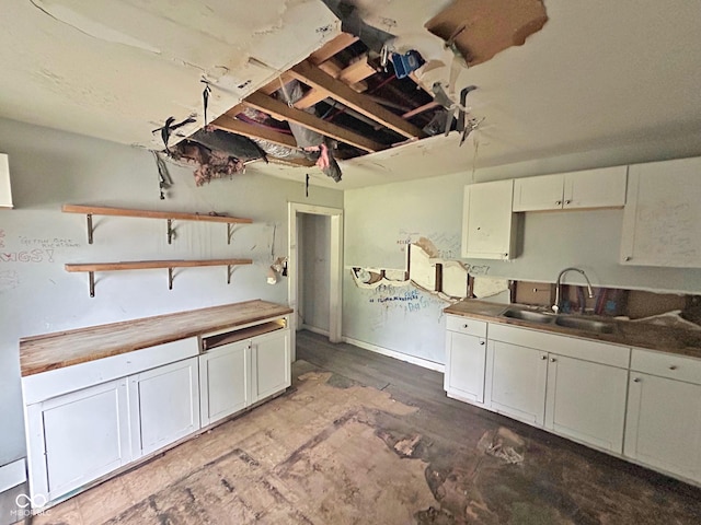 21 N Gladstone Ave, Indianapolis, IN 46201 - kitchen featuring wooden counters, white cabinets, and open shelves