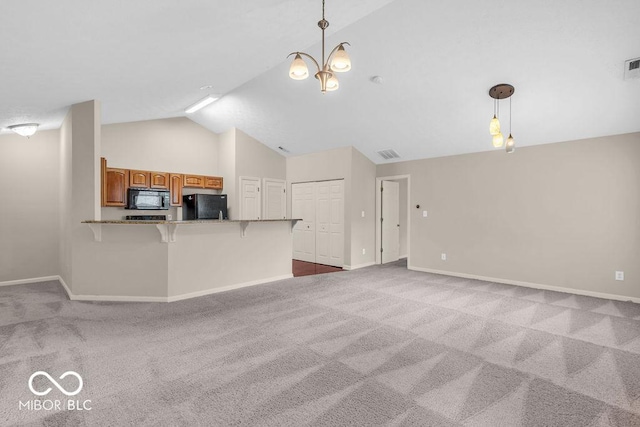1139 Fernwood Way, Plainfield, IN 46168 - unfurnished living room with lofted ceiling and carpet floors