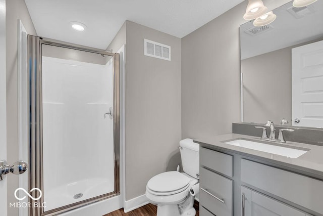 3546 Brampton Ln, Westfield, IN 46074 - full bathroom with a stall shower, vanity, and wood finished floors