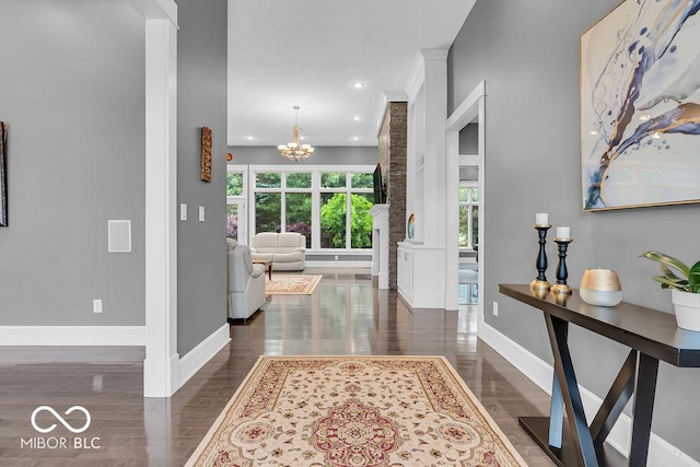 720 Willow Pointe N Dr, Plainfield, IN 46168 - foyer entrance featuring a chandelier, wood finished floors, and recessed lighting