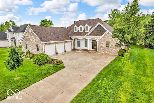 720 Willow Pointe N Dr, Plainfield, IN 46168 - view of front of home featuring a garage, driveway, a front yard, roof with shingles, and brick siding