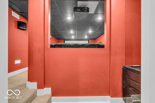720 Willow Pointe N Dr, Plainfield, IN 46168 - bathroom with a paneled ceiling, wine cooler, and recessed lighting