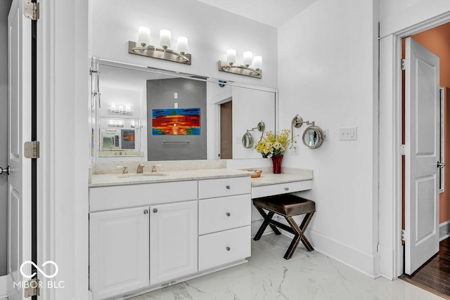 720 Willow Pointe N Dr, Plainfield, IN 46168 - bathroom with marble look tile flooring and vanity