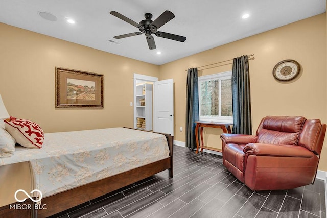 720 Willow Pointe N Dr, Plainfield, IN 46168 - bedroom with recessed lighting, wood tiled floors, and a ceiling fan