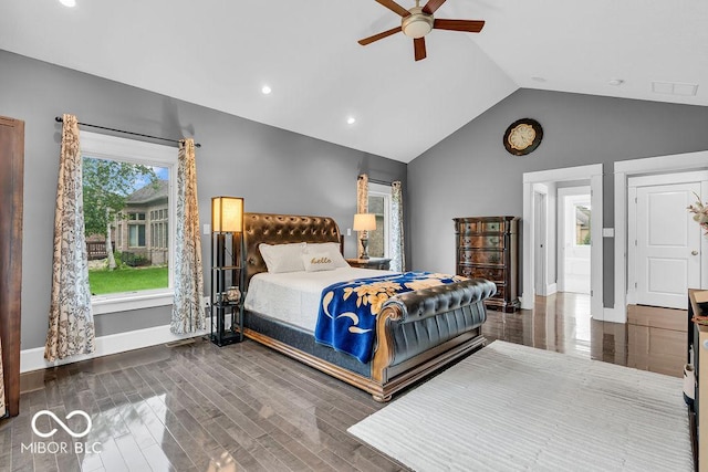 720 Willow Pointe N Dr, Plainfield, IN 46168 - bedroom with vaulted ceiling, recessed lighting, wood finished floors, and ceiling fan