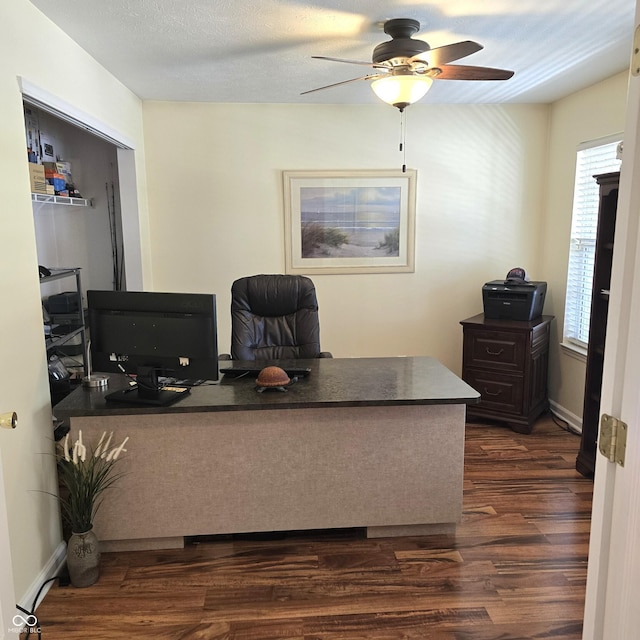 7608 Mather Ln, Indianapolis, IN 46239 - office area with dark wood-style floors and a ceiling fan