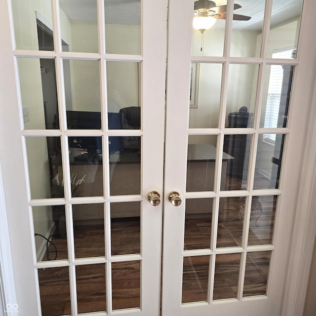 7608 Mather Ln, Indianapolis, IN 46239 - detailed view of french doors and ceiling fan