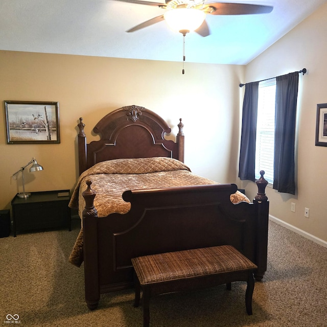 7608 Mather Ln, Indianapolis, IN 46239 - bedroom with carpet, ceiling fan, and lofted ceiling