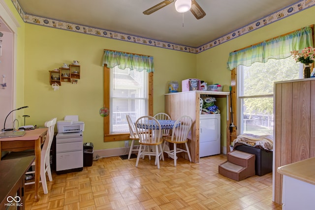 238 S 5th Ave, Beech Grove, IN 46107 - dining area featuring a ceiling fan and washer / dryer