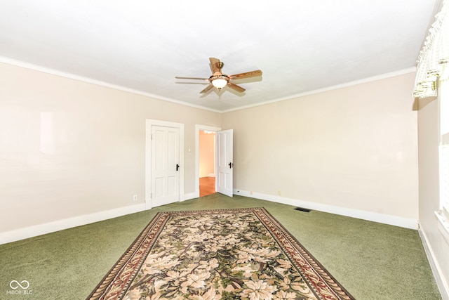 1325 Fordice Rd, Lebanon, IN 46052 - spare room with carpet floors, ceiling fan, and crown molding
