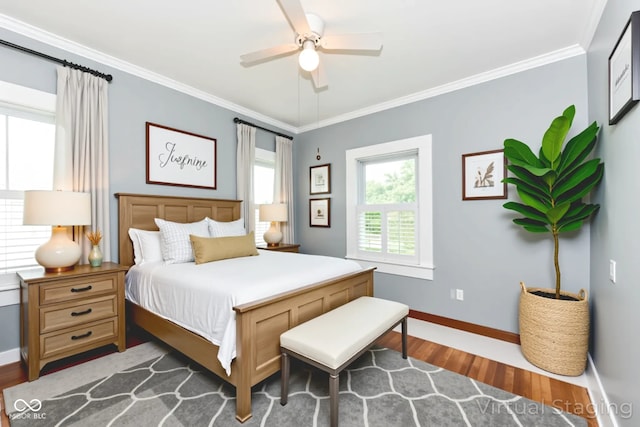 1325 Fordice Rd, Lebanon, IN 46052 - bedroom featuring dark wood finished floors, crown molding, and a ceiling fan