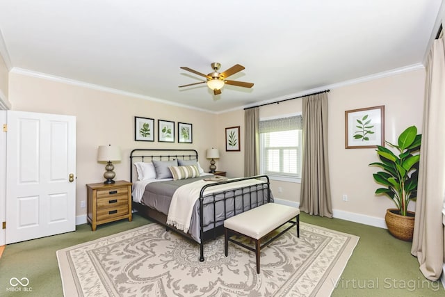 1325 Fordice Rd, Lebanon, IN 46052 - bedroom with carpet, crown molding, and ceiling fan