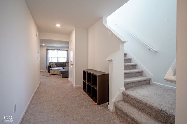 507 Redvine Dr, Sheridan, IN 46069 - stairway featuring carpet floors and recessed lighting