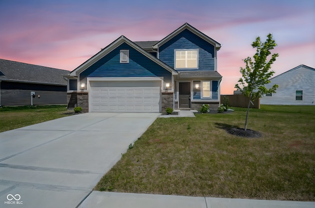 507 Redvine Dr, Sheridan, IN 46069 - view of front facade with concrete driveway, a garage, and a front yard