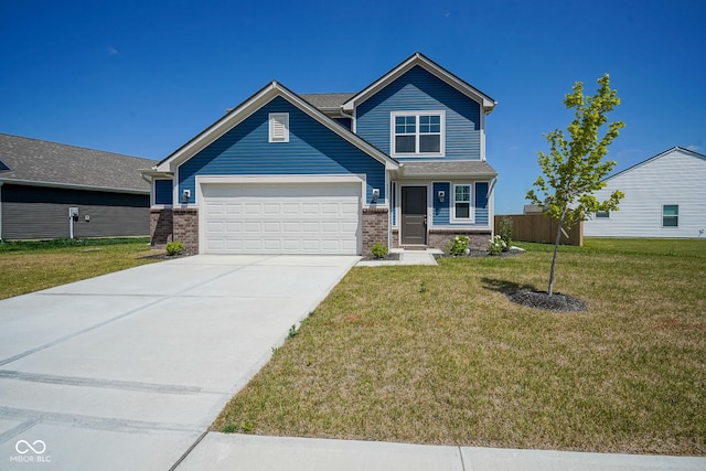 507 Redvine Dr, Sheridan, IN 46069 - craftsman house with brick siding, an attached garage, concrete driveway, and a front lawn