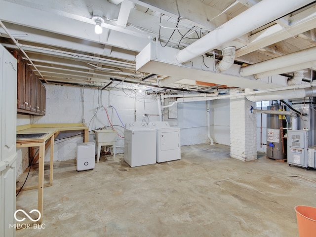 1908 W Northgate St, Indianapolis, IN 46228 - unfinished basement with water heater and washer and dryer