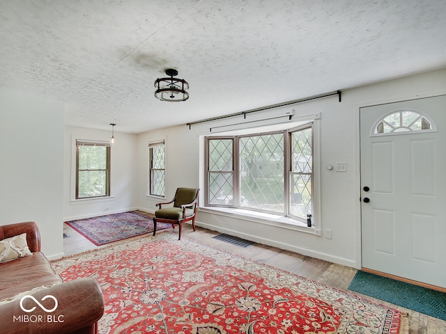 1908 W Northgate St, Indianapolis, IN 46228 - living room featuring wood finished floors, healthy amount of natural light, and a textured ceiling